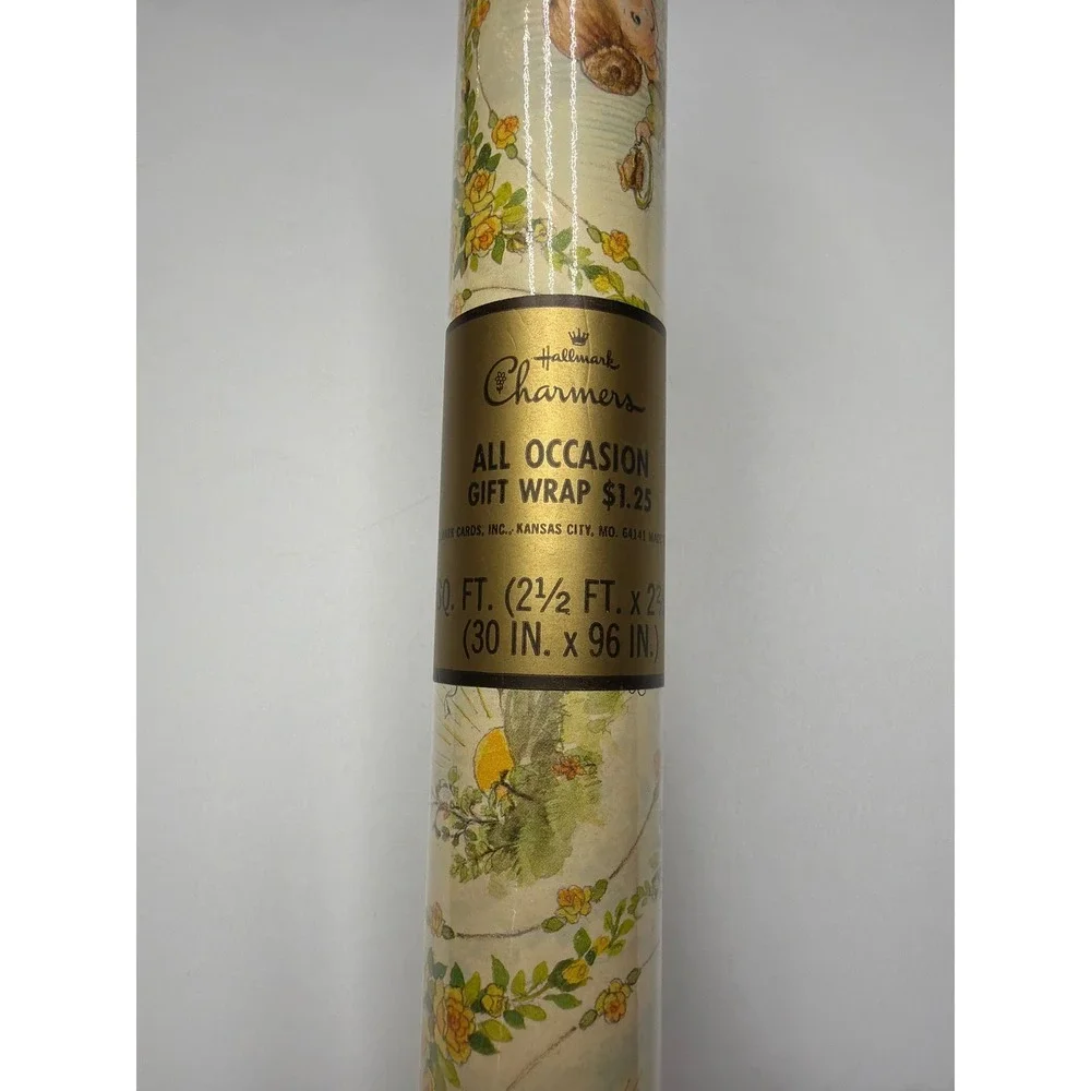 Hallmark Charms Vintage All Occasion Gift Wrap Yellow Roses Children 30in x 96in